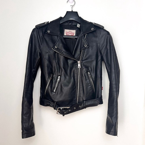 Signature by Levi Strauss Jackets & Blazers - Levi's Women's Belted Faux Leather Moto Jacket Black Size S